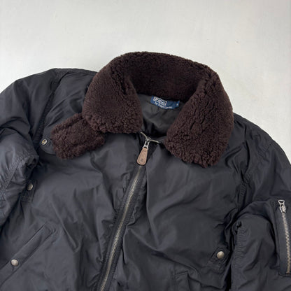 Polo Ralph Lauren Lambswool Collar Black Bomber Jacket - M