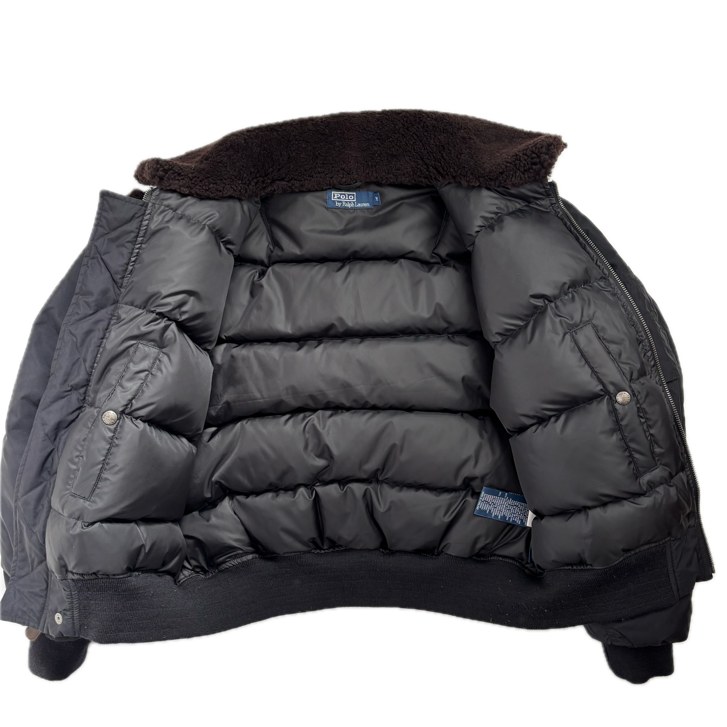 Polo Ralph Lauren Lambswool Collar Black Bomber Jacket - M