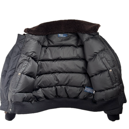 Polo Ralph Lauren Lambswool Collar Black Bomber Jacket - M