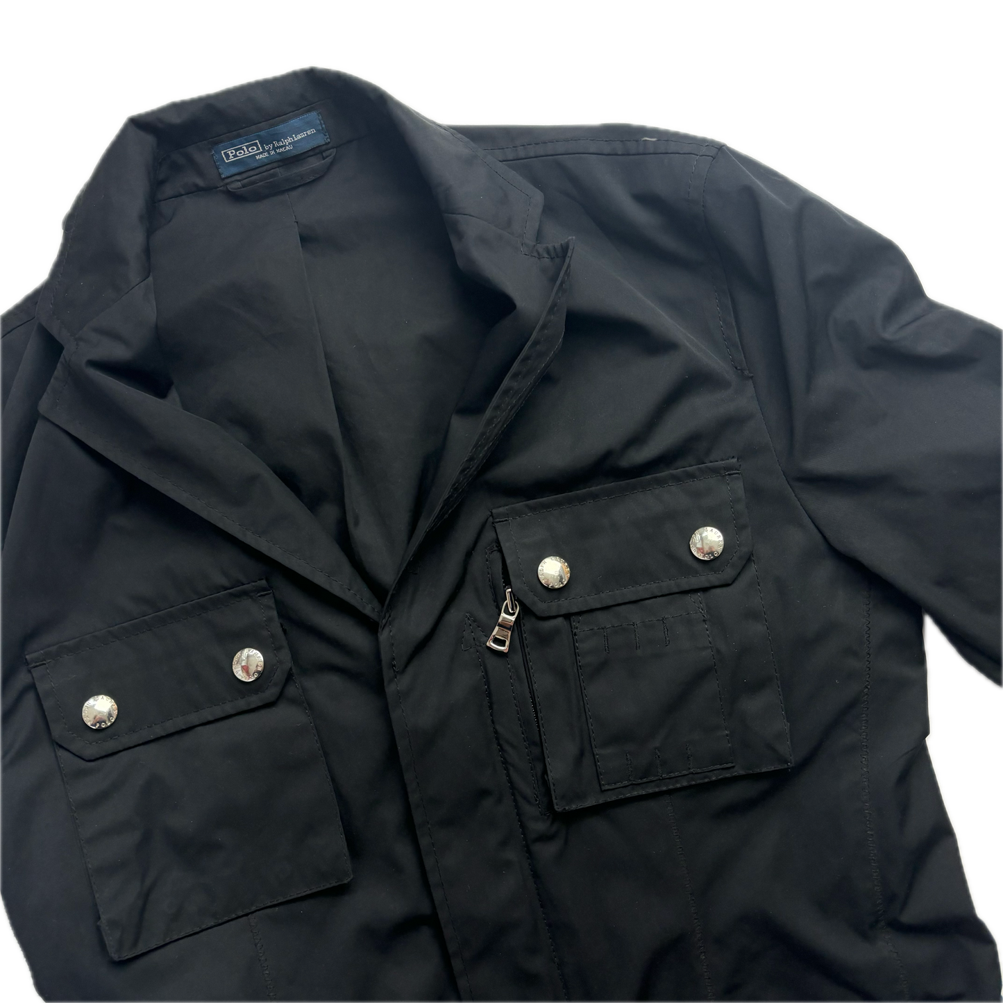Black Utility Sports Coat Cargo Jacket - S
