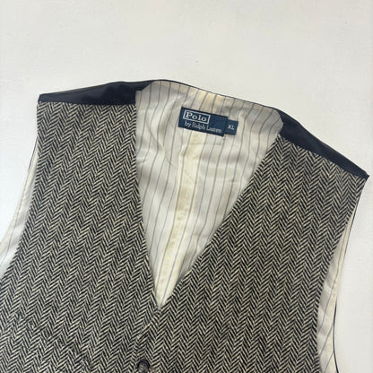 Grey Herringbone Waistcoat (Wool) - XL