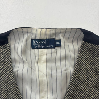 Grey Herringbone Waistcoat (Wool) - XL