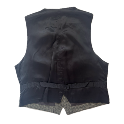 Grey Herringbone Waistcoat (Wool) - XL