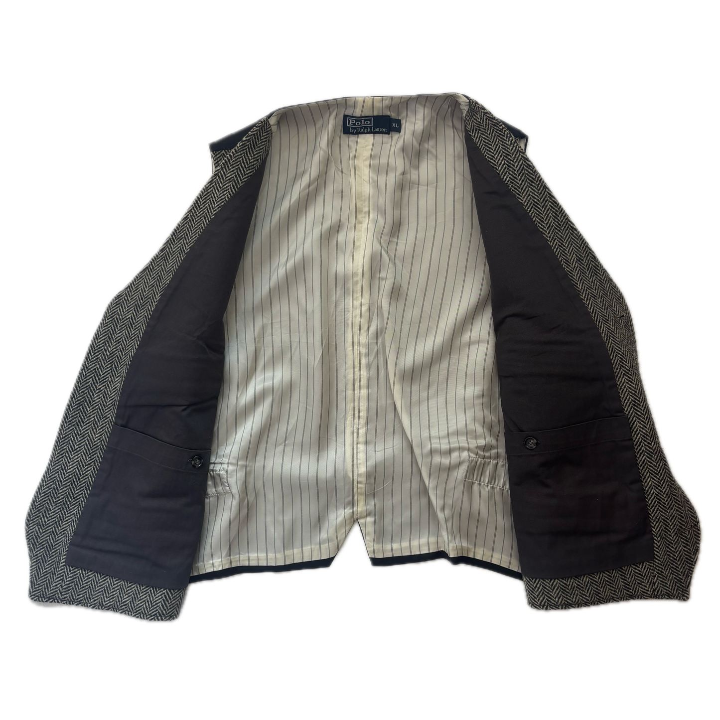 Grey Herringbone Waistcoat (Wool) - XL