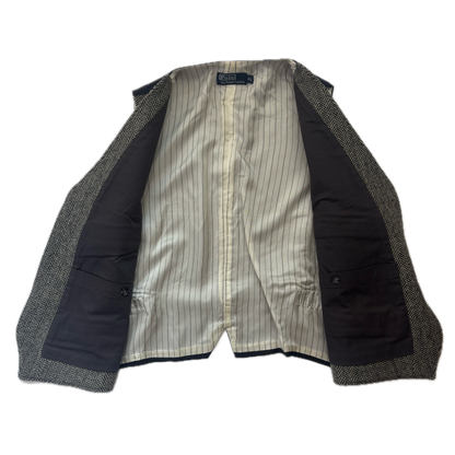 Grey Herringbone Waistcoat (Wool) - XL