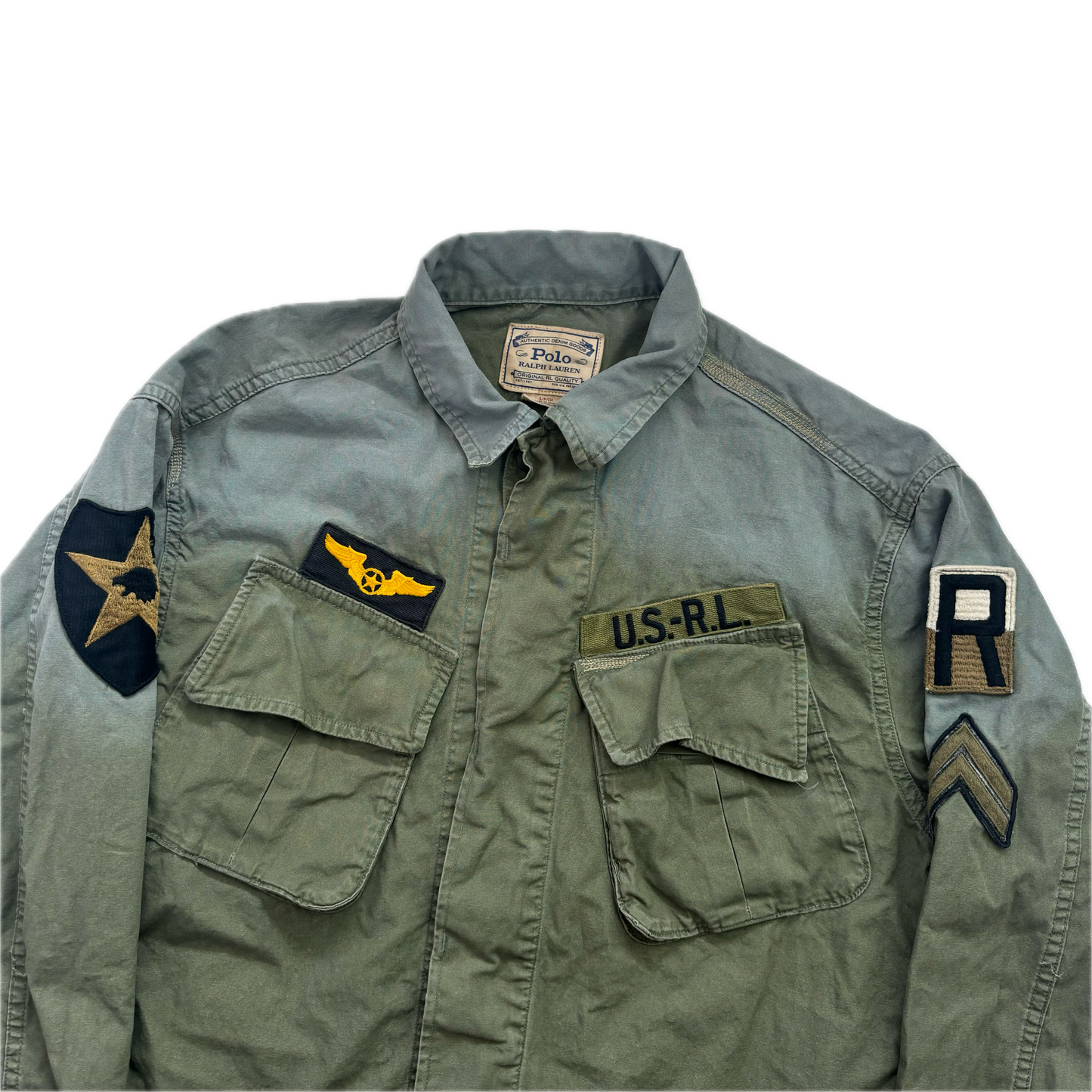 Green Faded Military Field Jacket - S