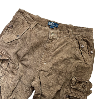 Brown Corduroy Cargo Trouser Utility Pants - 38x32