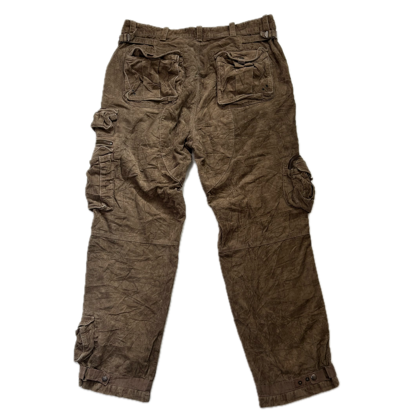 Brown Corduroy Cargo Trouser Utility Pants - 38x32