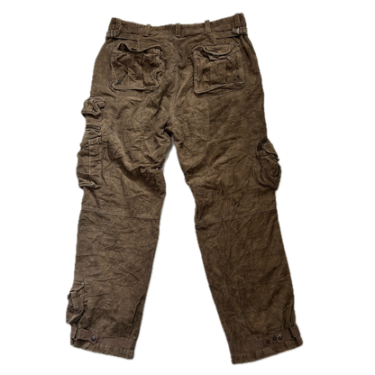 Brown Corduroy Cargo Trouser Utility Pants - 38x32