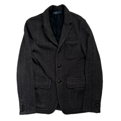 Dark Grey Herringbone Blazer (Wool) - M