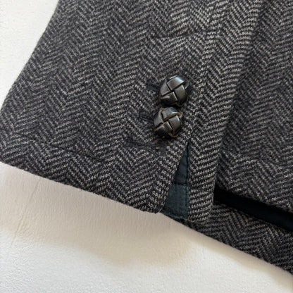 Dark Grey Herringbone Blazer (Wool) - M
