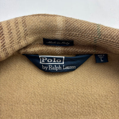 Polo Ralph Lauren Beige Brown Plaid Utility Coat (Wool) - L