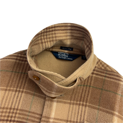 Polo Ralph Lauren Beige Brown Plaid Utility Coat (Wool) - L
