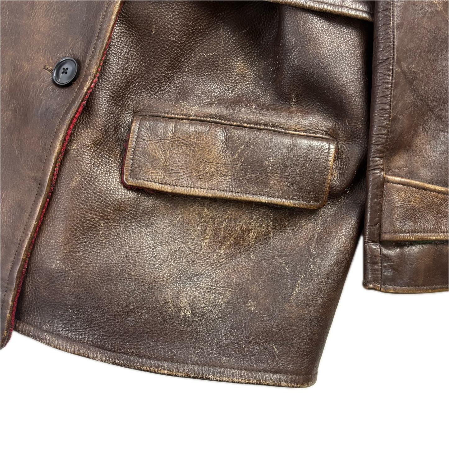 Polo Ralph Lauren Brown Cowhide Leather Double Breasted Belted Jacket - XXL