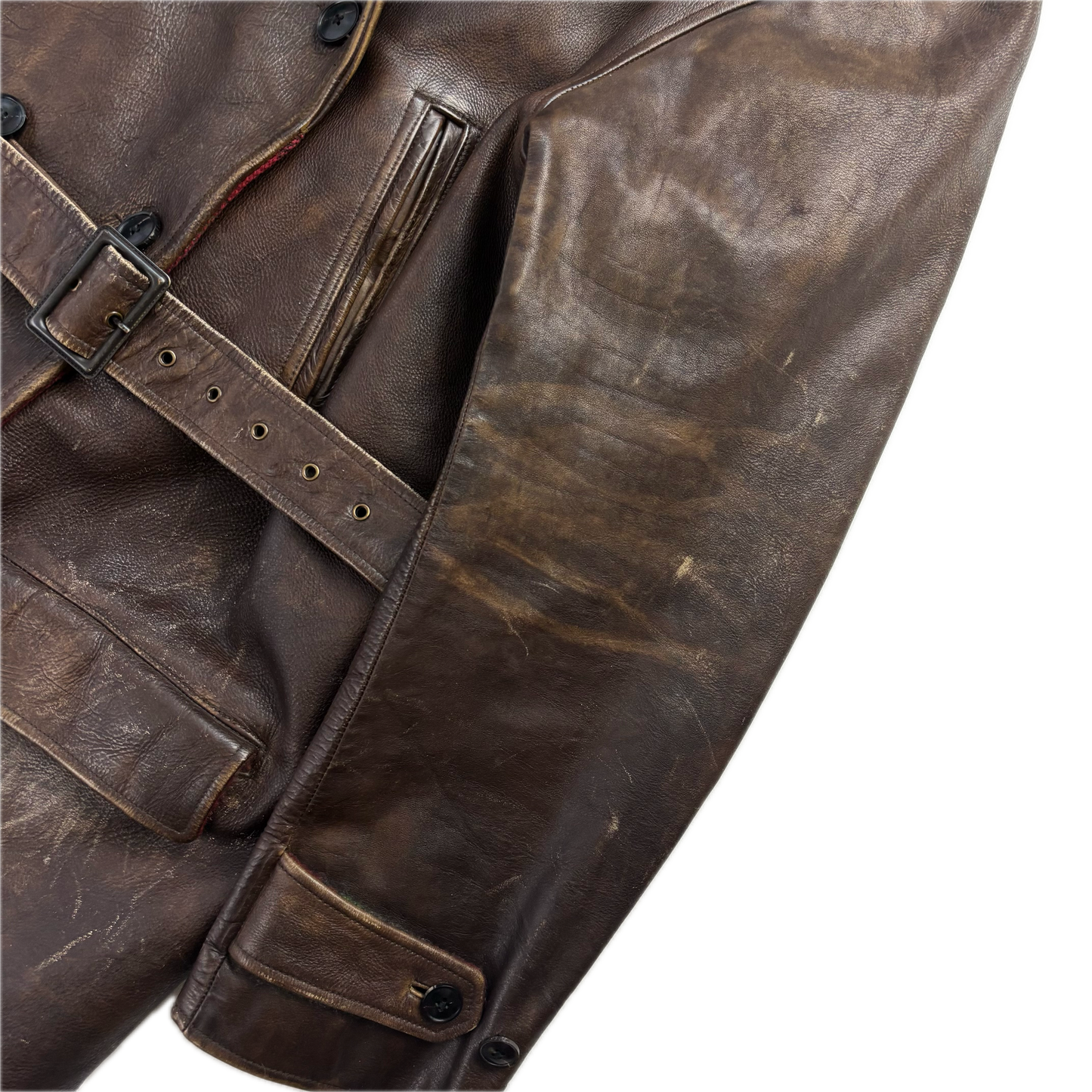 Polo Ralph Lauren Brown Cowhide Leather Double Breasted Belted Jacket - XXL