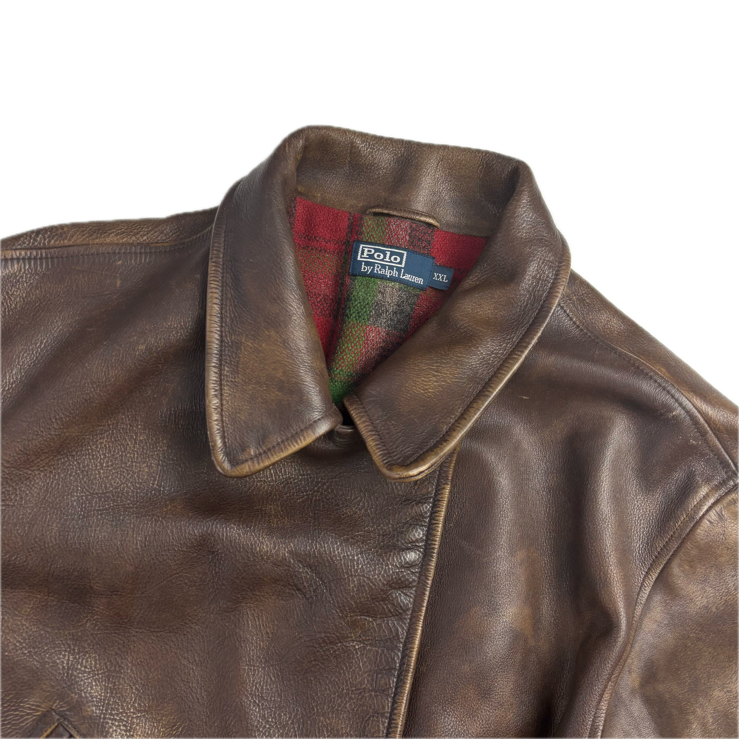Polo Ralph Lauren Brown Cowhide Leather Double Breasted Belted Jacket - XXL