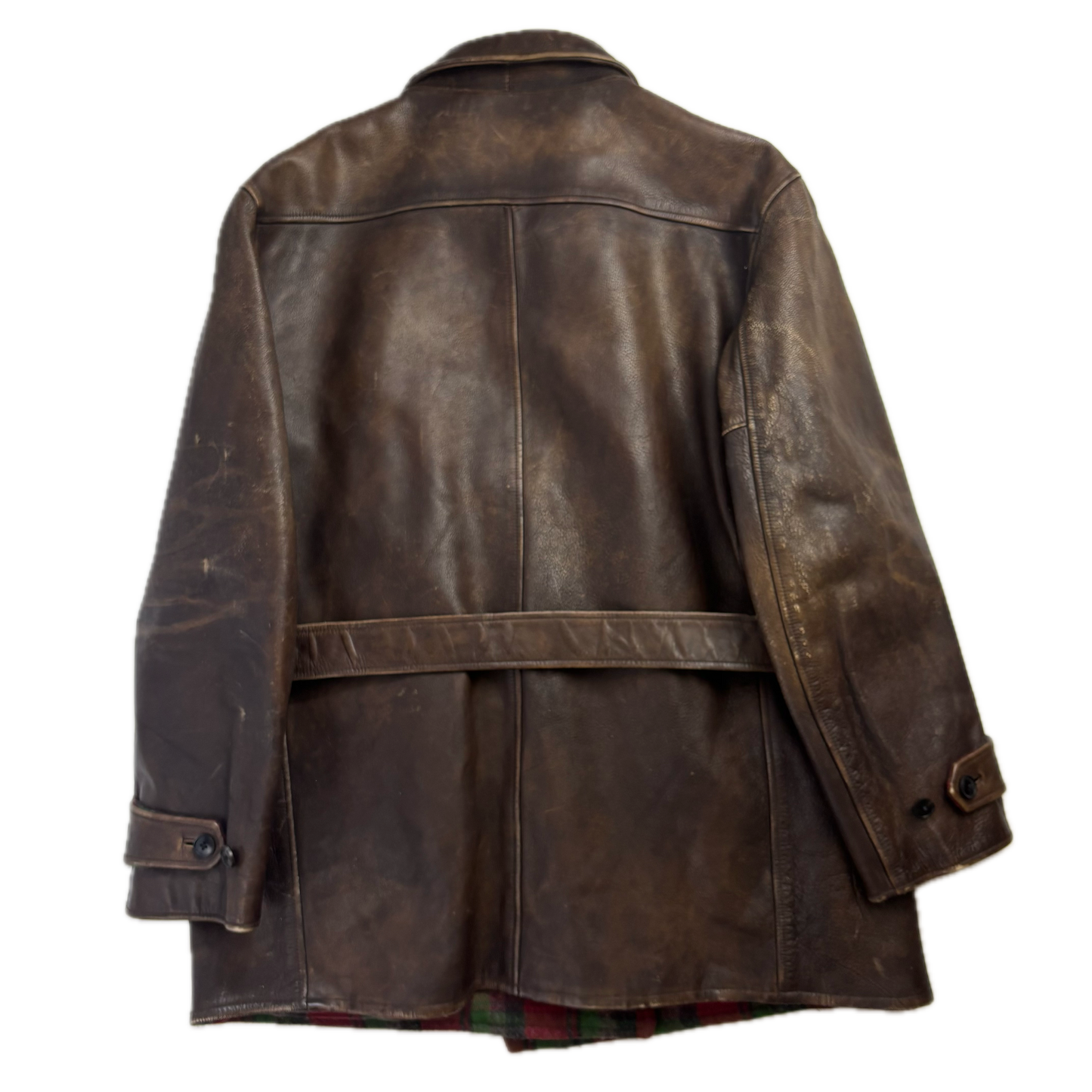 Polo Ralph Lauren Brown Cowhide Leather Double Breasted Belted Jacket - XXL