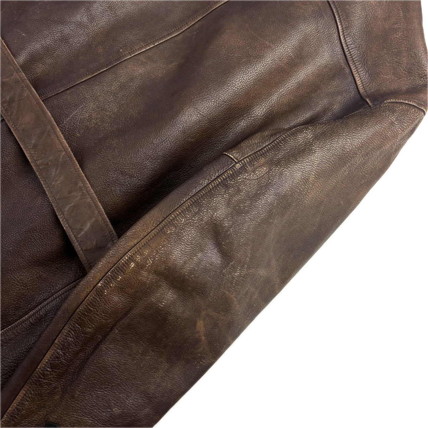 Polo Ralph Lauren Brown Cowhide Leather Double Breasted Belted Jacket - XXL