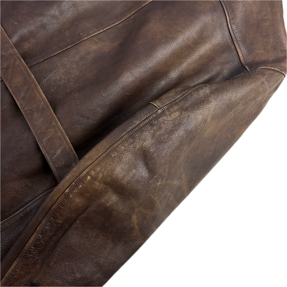 Polo Ralph Lauren Brown Cowhide Leather Double Breasted Belted Jacket - XXL