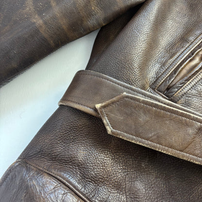 Polo Ralph Lauren Brown Cowhide Leather Double Breasted Belted Jacket - XXL