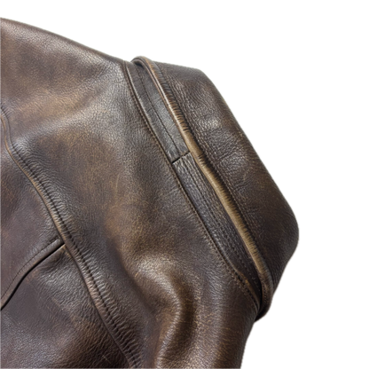 Polo Ralph Lauren Brown Cowhide Leather Double Breasted Belted Jacket - XXL