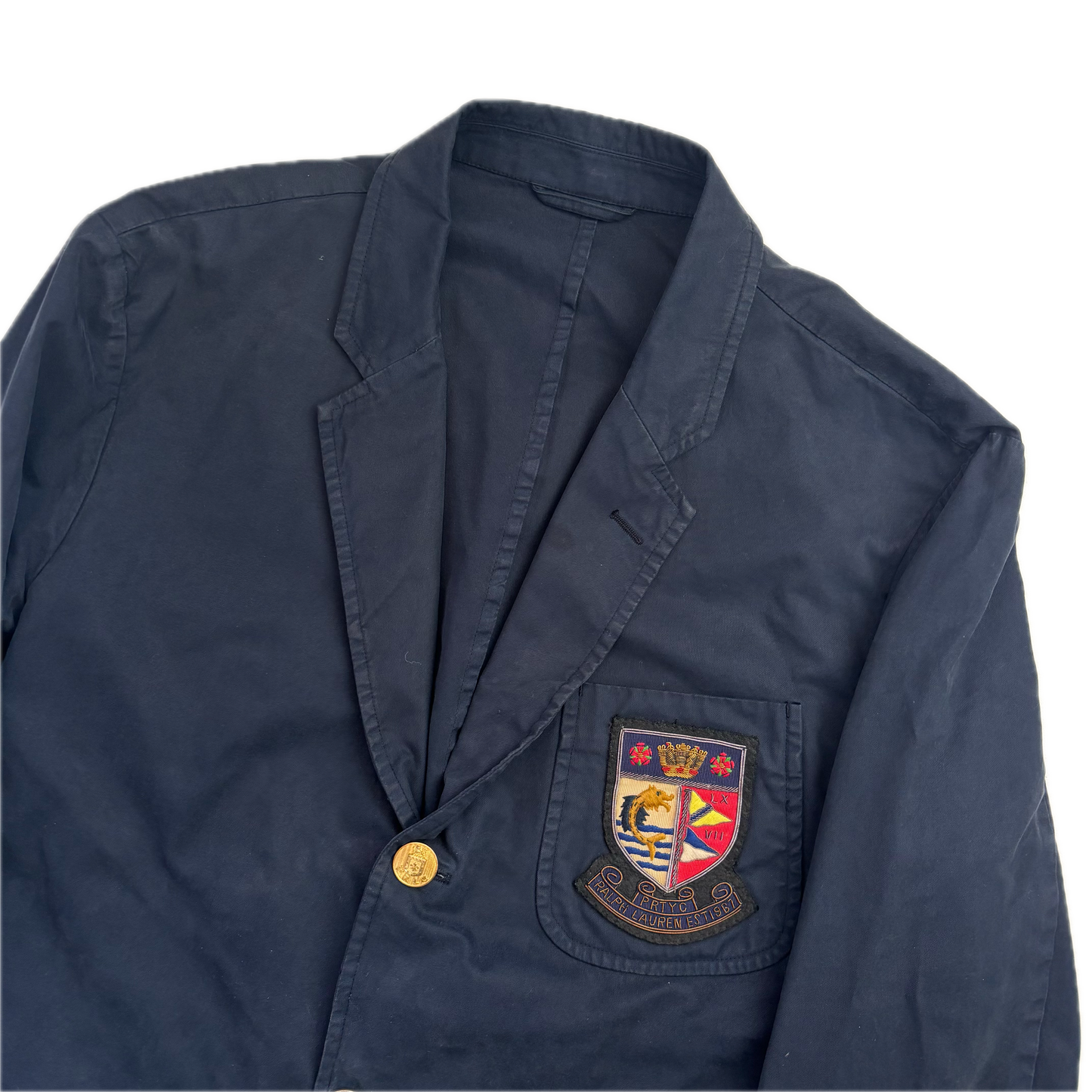 Navy Crest Blazer Sports Jacket - 46R