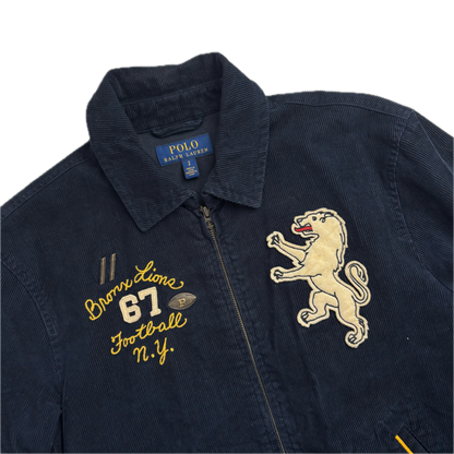 Navy Corduroy Varsity Bronx Lions Letterman Jacket - S