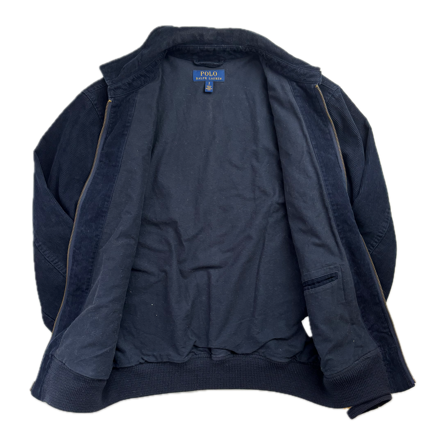Navy Corduroy Varsity Bronx Lions Letterman Jacket - S