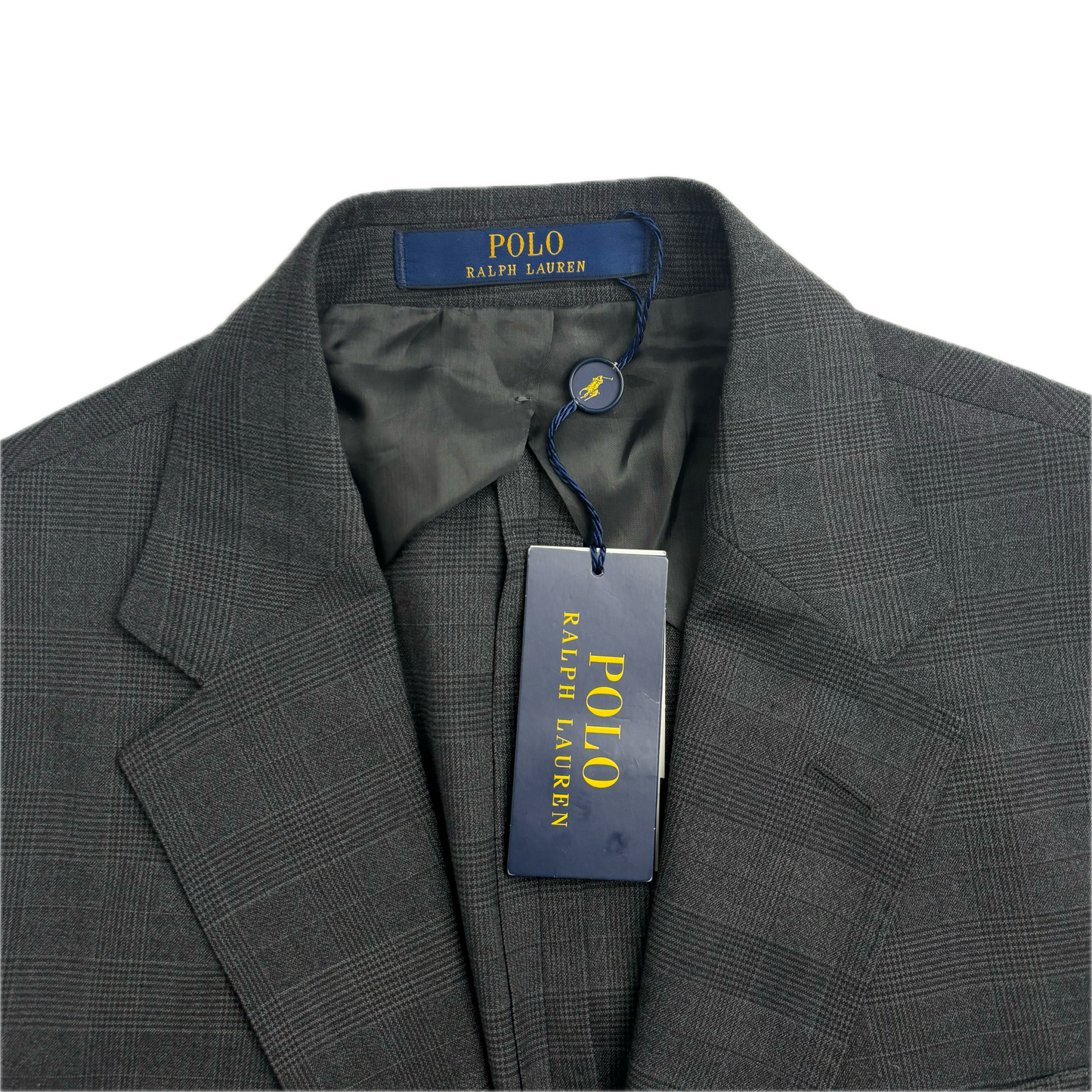 Grey Plaid Check Blazer Traveler (Wool Polyester) - 40R