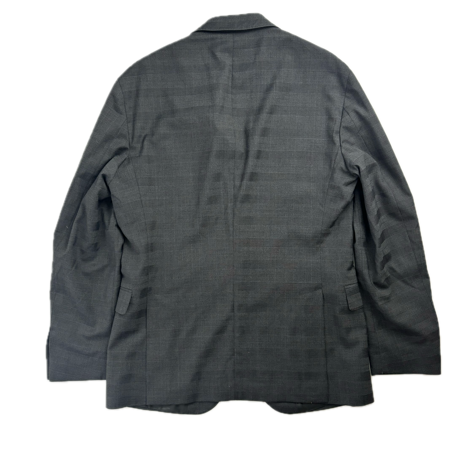 Grey Plaid Check Blazer Traveler (Wool Polyester) - 40R