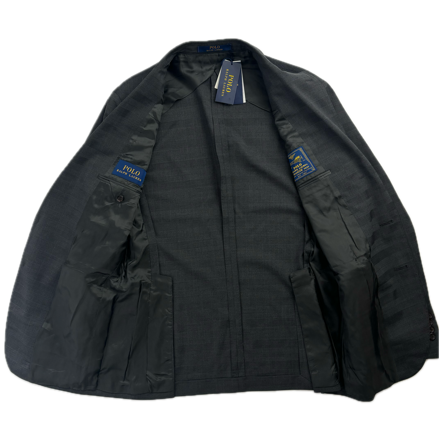 Grey Plaid Check Blazer Traveler (Wool Polyester) - 40R