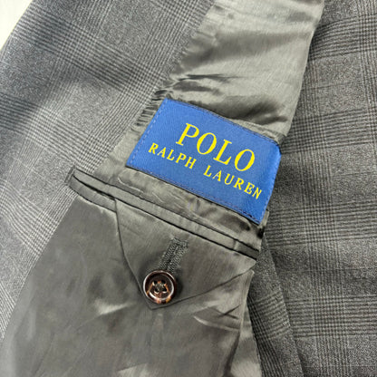 Grey Plaid Check Blazer Traveler (Wool Polyester) - 40R