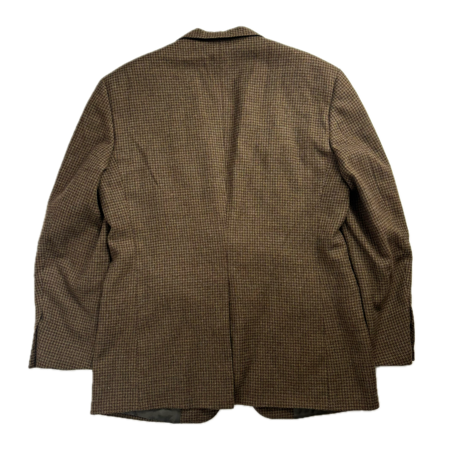 Green Brown Houndstooth Tweed Blazer (Wool) - 44L