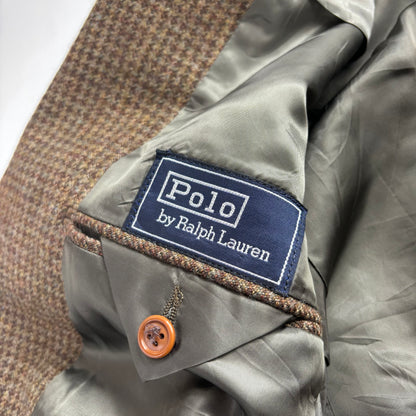 Green Brown Houndstooth Tweed Blazer (Wool) - 44L