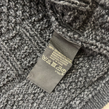 RRL Dark Grey Hand Knit Cable Shawl-Collar Cardigan - S
