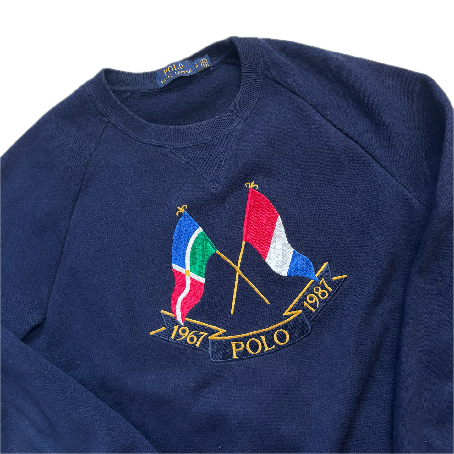 Polo Ralph Lauren Navy Cross Flags Sweatshirt Retro - S