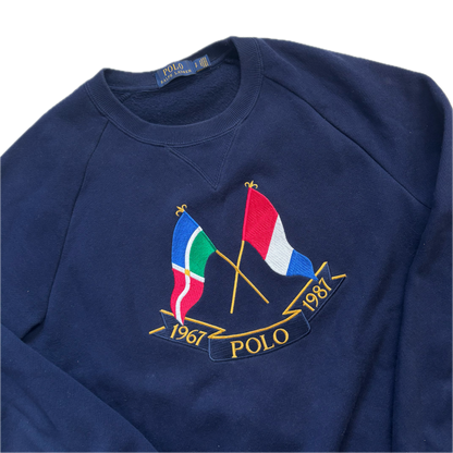 Polo Ralph Lauren Navy Cross Flags Sweatshirt Retro - S