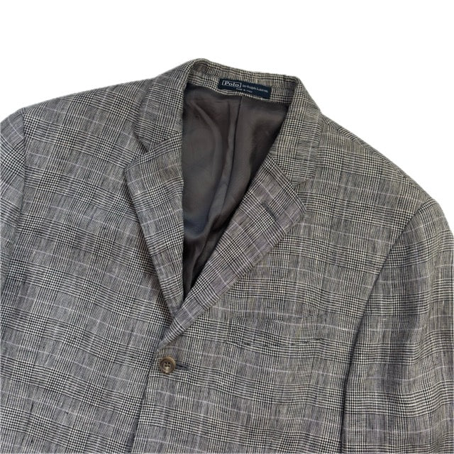 Grey Glen Plaid Check Suit Blazer & Trousers (Flax) - 42R