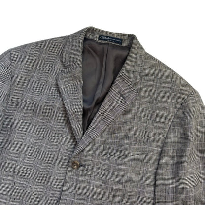 Grey Glen Plaid Check Suit Blazer & Trousers (Flax) - 42R
