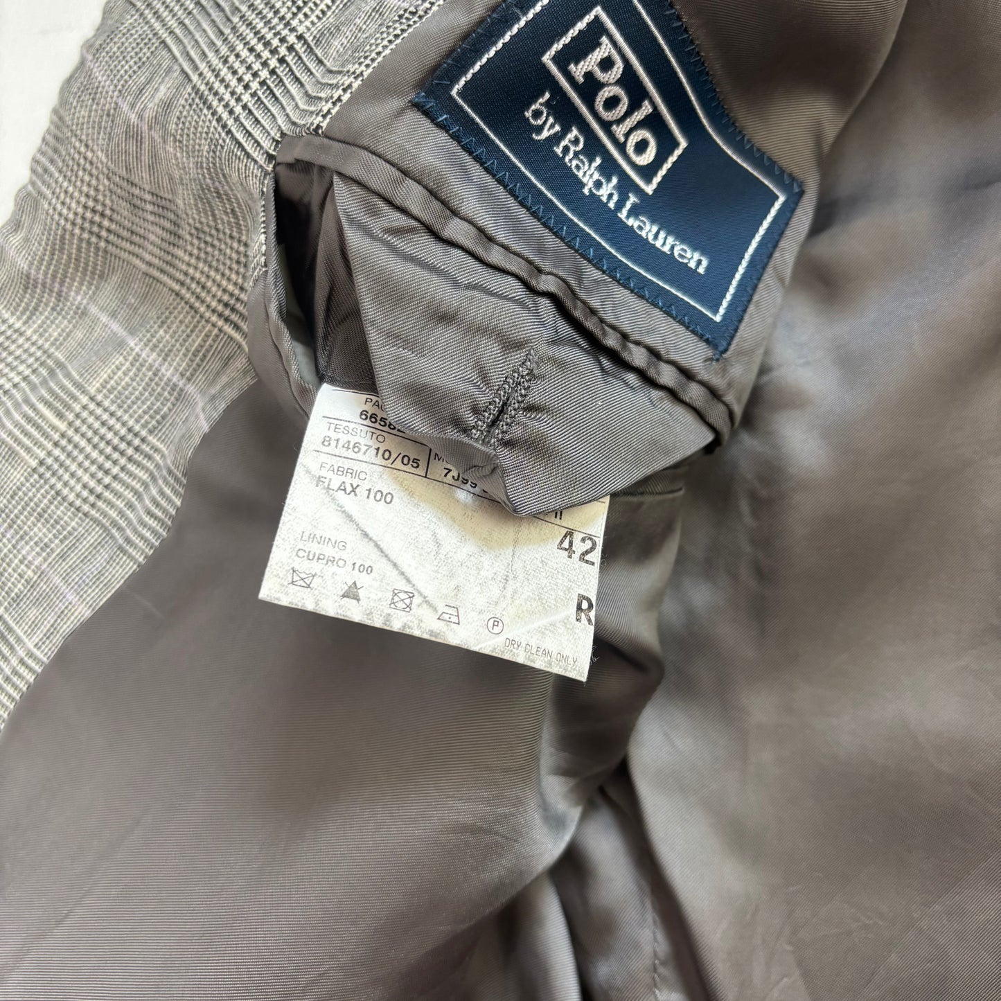 Grey Glen Plaid Check Suit Blazer & Trousers (Flax) - 42R