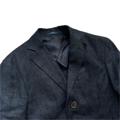 Navy Long Blazer Overcoat (Linen) -38S