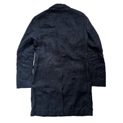 Navy Long Blazer Overcoat (Linen) -38S
