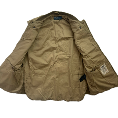 Beige Quilted Puffer Vest Gilet - M