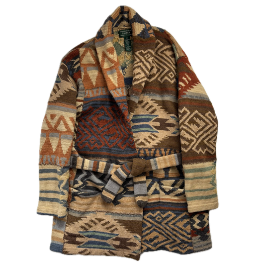 Lauren Aztec Hand Knit Belted Cardigan (Wool) - M