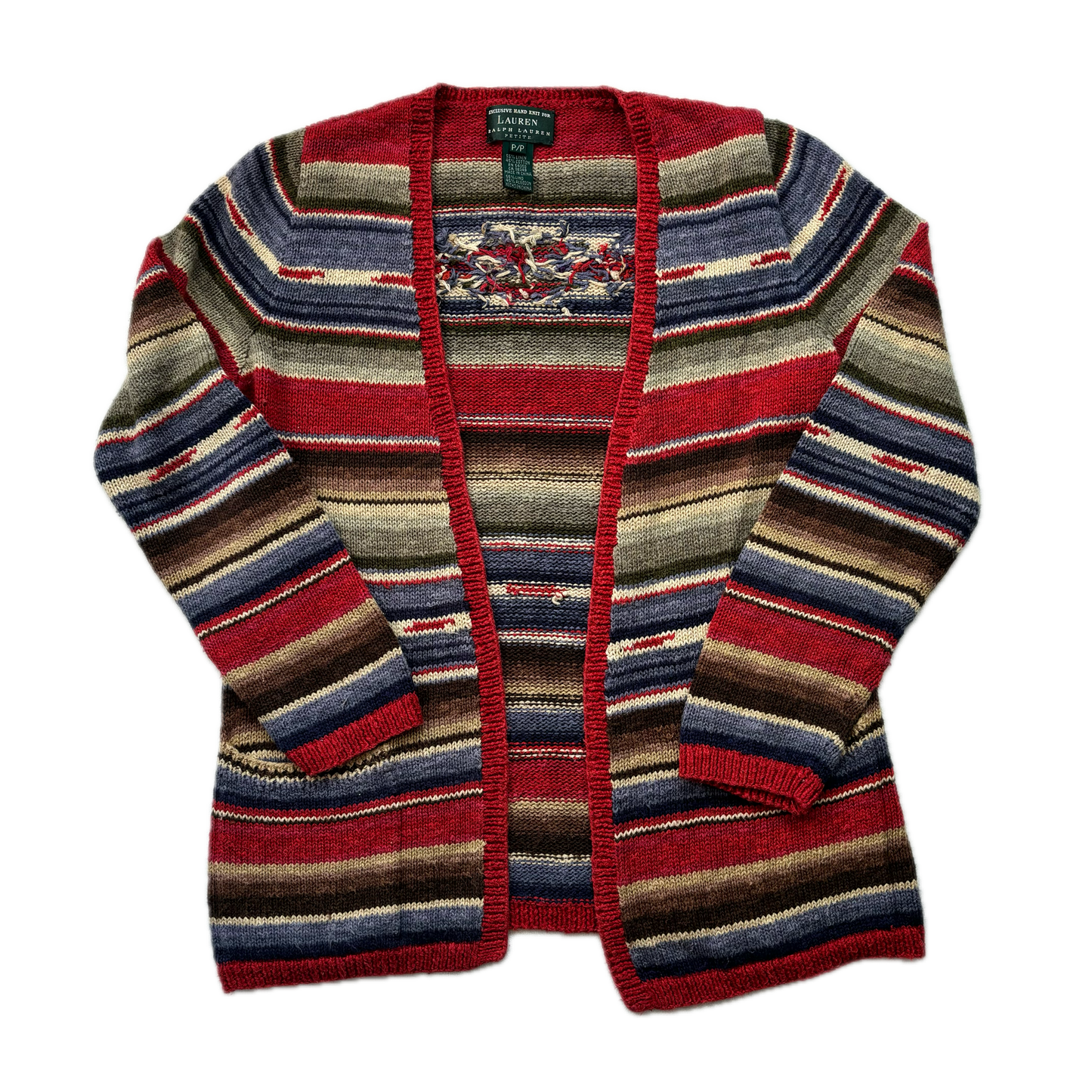 Lauren Ralph Lauren Aztec Hand Knit Cardigan (Linen Blend) - S