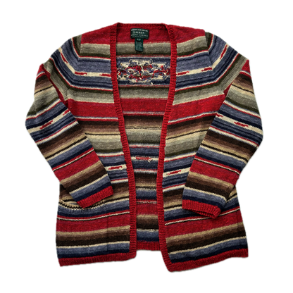 Lauren Ralph Lauren Aztec Hand Knit Cardigan (Linen Blend) - S