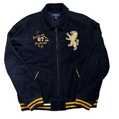Navy Corduroy Varsity Bronx Lions Letterman Jacket - XL