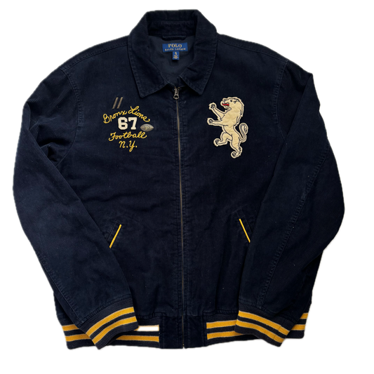 Navy Corduroy Varsity Bronx Lions Letterman Jacket - XL