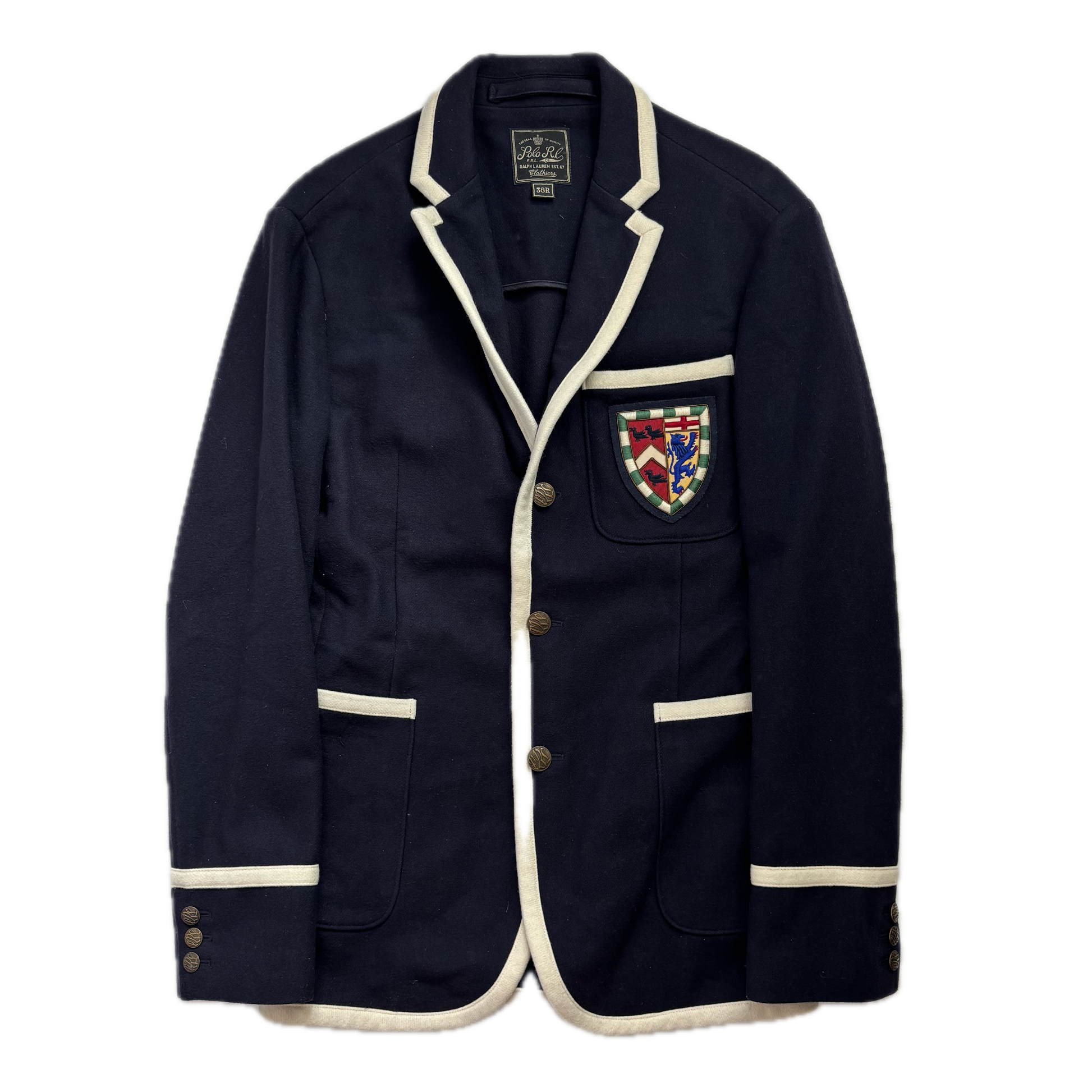 Navy Crest Rowing Sports Jacket Blazer - 36R