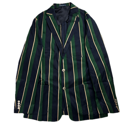 Navy Green Striped Rowing Sports Jacket Blazer - 44L